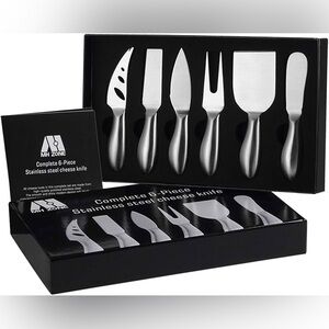 MH ZONE Cheese Knife Set 6 Pieces Stainless Steel Slicer Cutter Knives Gift